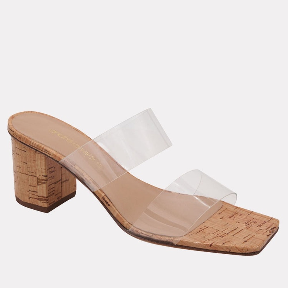 Andre Assous Clear Cork Block Heel Sandal